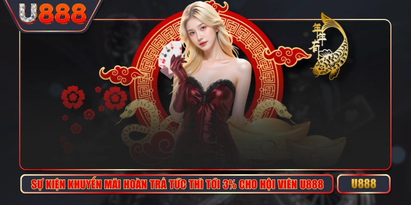 Sự Kiện Khuyến Mãi Hoàn Trả Tức Thì Tới 3% Cho Hội Viên U888
